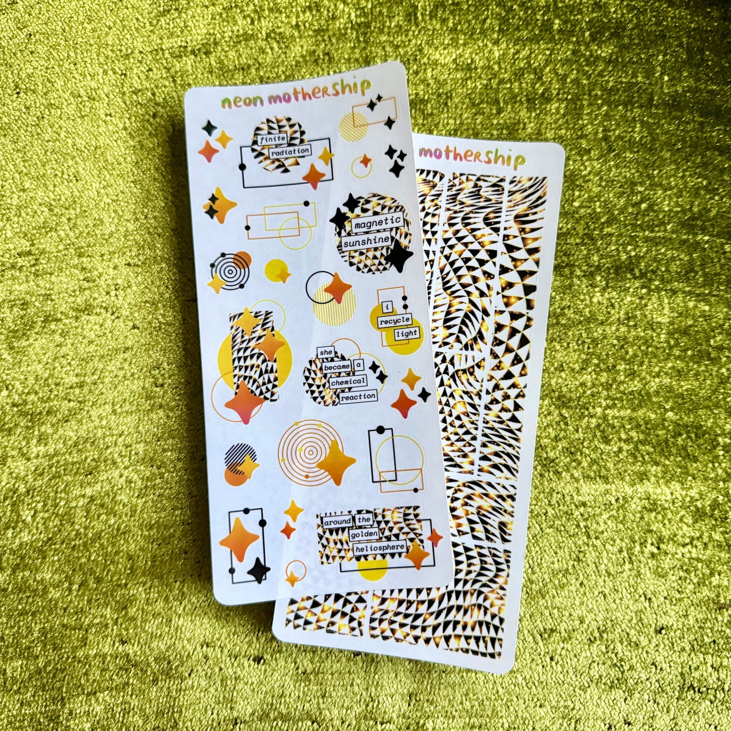 two geometric sticker sheets