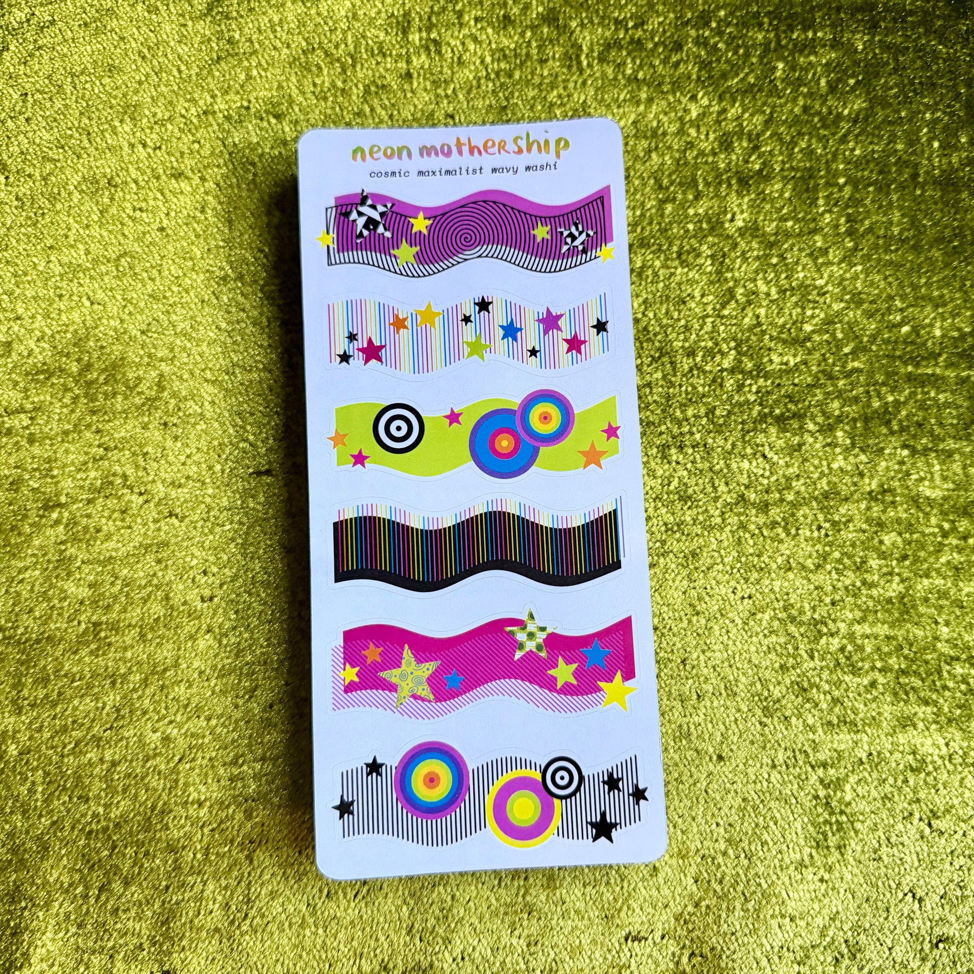 sheet of stickers with wavy star designs