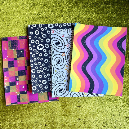 colorful sticker paper on a green background