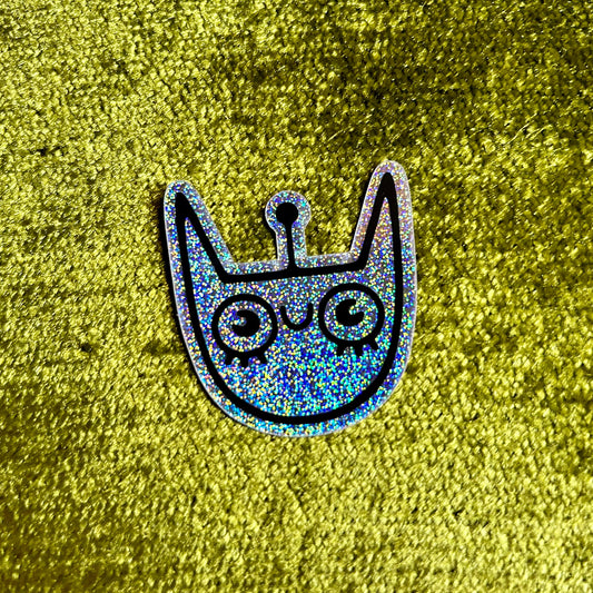 Spacecat Iota Holographic Die Cut Sticker