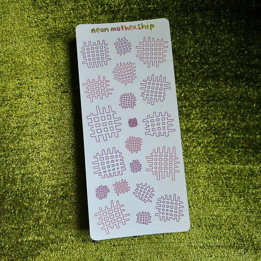 Space Waffles Deco - Pink + Purple Outlines