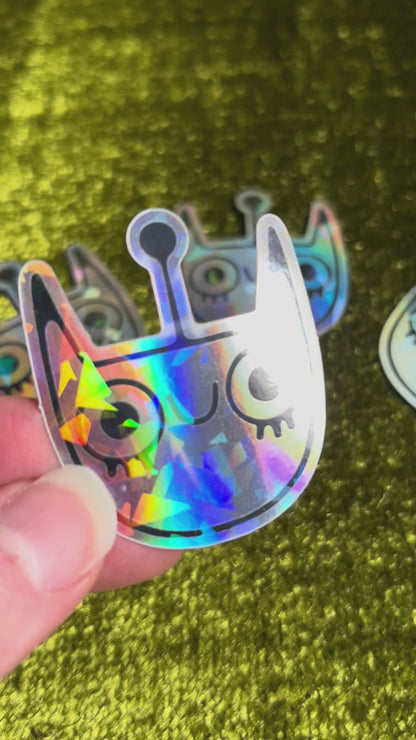 Spacecat Beta Holographic Shatter Vinyl Die Cut Sticker